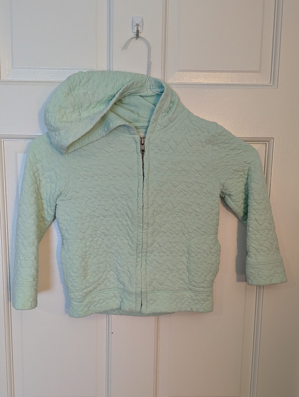Old Navy Light Green Quilted Zip-Up Hoodie Jacket, size 5T